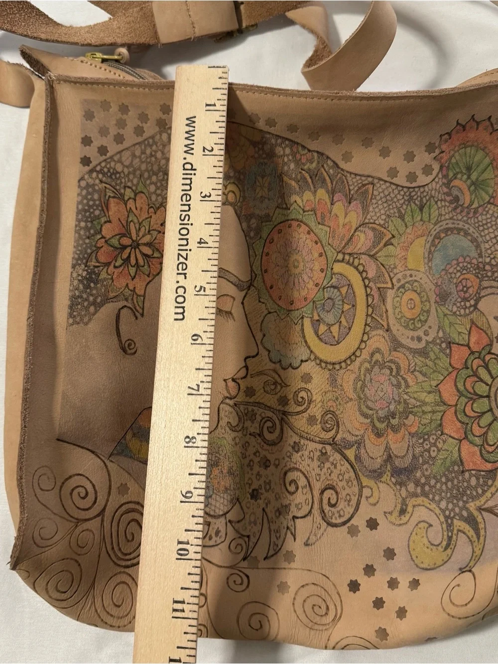 Tan Floral Mandala Print One Side Shoulder Bag with Multicolor Print Boho Costa